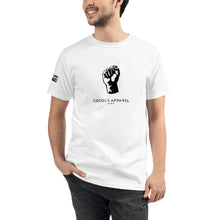 Load image into Gallery viewer, BLM Unisex Organic White T-Shirt (Fist)
