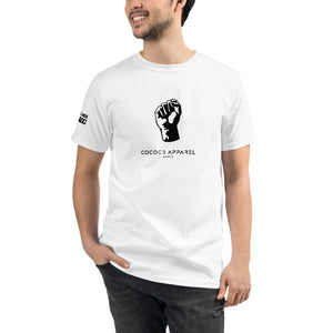 BLM Unisex Organic White T-Shirt (Fist)