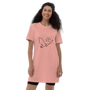 La robe t-shirt noire CocoCB Premium (oiseau)