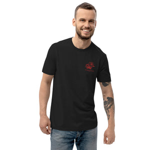 Men's Short Sleeve Black Embroidered Recycled T-Shirt (red roses)