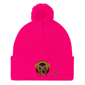 Neon Pink Pom-Pom Beanie