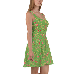 Robe skater vert feuille femmes (fleurie2)