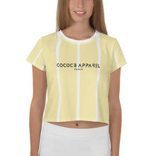 Load image into Gallery viewer, Women&#39;s Cropped and Striped T-Shirt (yellow)
