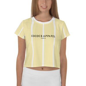 T-shirt court et rayé femme (jaune)