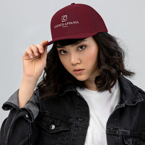 Embroidered Snapback Cap (Dark Red)