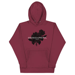 Men's Burgundy Hoodie (black roses)