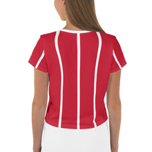 Load image into Gallery viewer, Women&#39;s Cropped and Striped T-Shirt (red)
