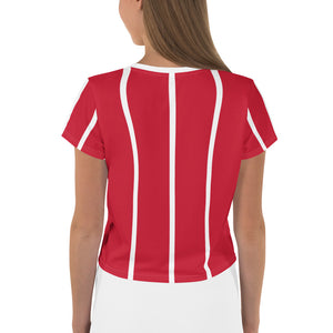 Women's Cropped and Striped T-Shirt (red)