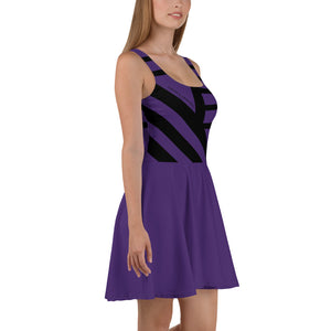 Robe skater pourpre femmes (motif à lignes noires)