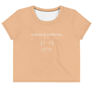 T-shirt court chaton beige nu