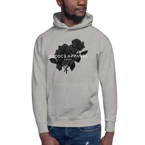 Sweat à capuche gris hommes (roses noires)