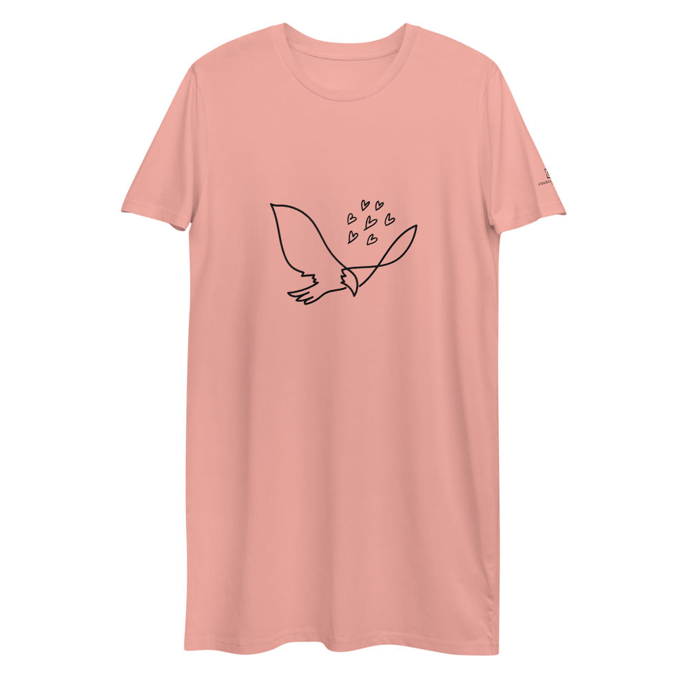 La robe t-shirt noire CocoCB Premium (oiseau)