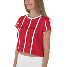 Load image into Gallery viewer, Women&#39;s Cropped and Striped T-Shirt (red)
