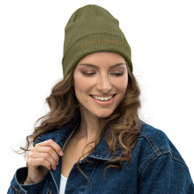 Load image into Gallery viewer, Khaki Green Organic Ribbed Beanie
