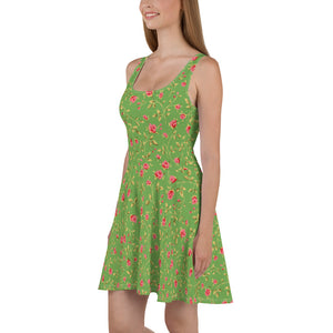 Robe skater vert feuille femmes (fleurie2)