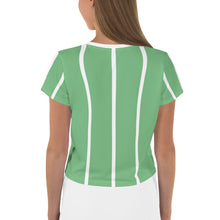 Load image into Gallery viewer, Women&#39;s Cropped and Striped T-Shirt (leaf green)
