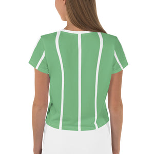 Women's Cropped and Striped T-Shirt (leaf green)