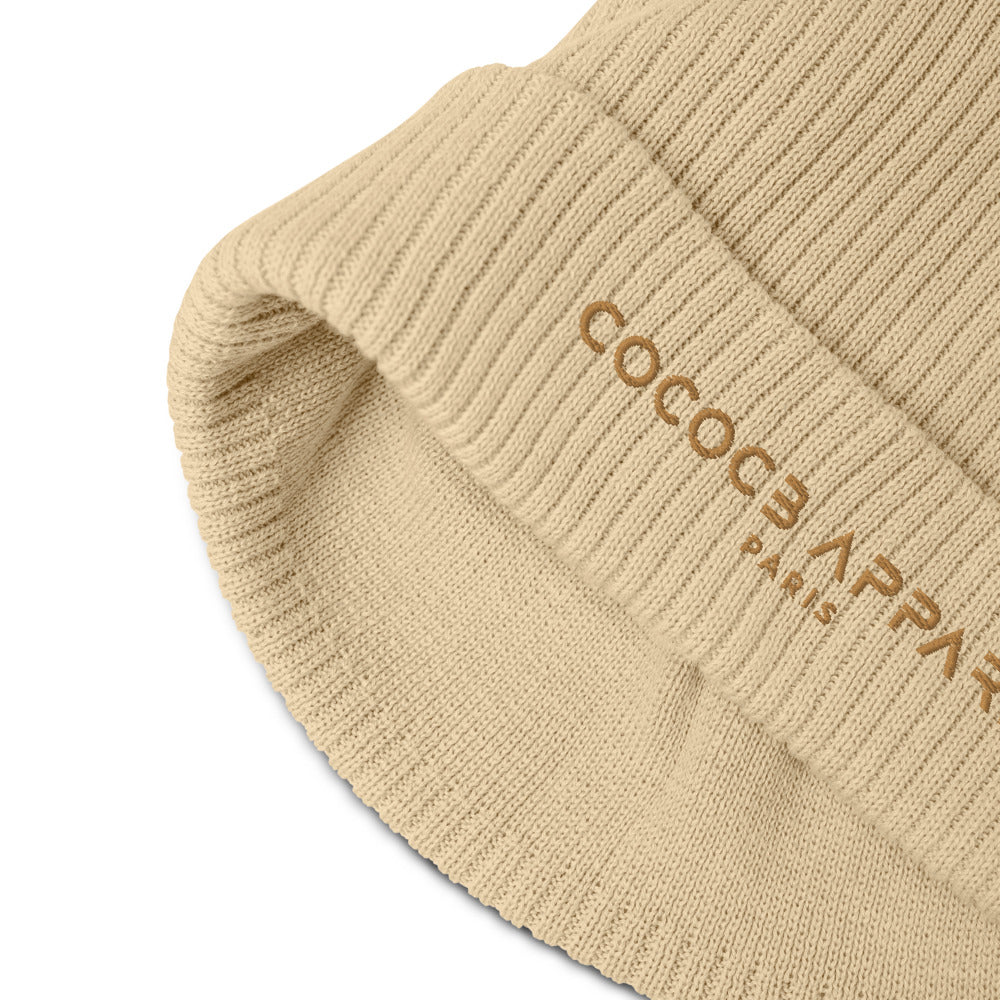 Beige Nude Organic Ribbed Beanie