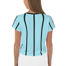 Load image into Gallery viewer, Women&#39;s Cropped and Striped T-Shirt (sky blue)
