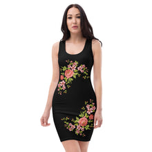 Load image into Gallery viewer, Women&#39;s Black Short Cut Dress (flowers)
