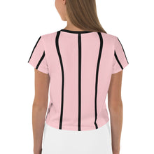 Load image into Gallery viewer, Women&#39;s Cropped and Striped T-Shirt (soft pink)
