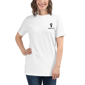 BLM T-shirt unisexe brodé blanc bio (poing)