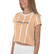 Load image into Gallery viewer, Women&#39;s Cropped and Striped T-Shirt (grapefruit)
