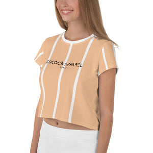 T-shirt court et rayé femme (pamplemousse)