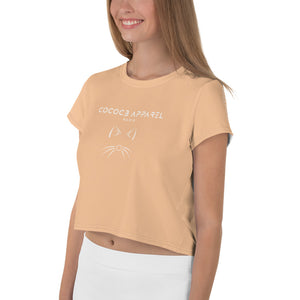 T-shirt court chaton beige nu