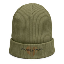 Load image into Gallery viewer, Khaki Green Organic Ribbed Beanie (heart)
