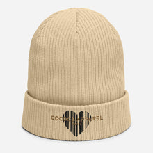 Load image into Gallery viewer, Beige Nude Organic Ribbed Beanie (heart)
