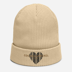 Beige Nude Organic Ribbed Beanie (heart)