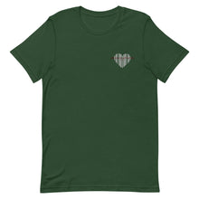 Load image into Gallery viewer, Men&#39;s Short Sleeve Forest Green Embroidered T-Shirt (heart)
