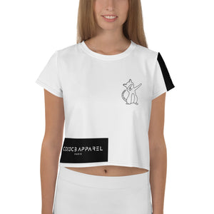 The White CatDab Cropped T-Shirt