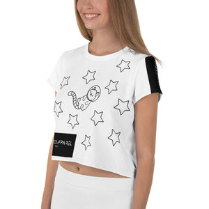 The StellarWhite SpaceCat Cropped T-Shirt