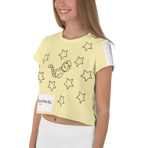 T-shirt court Chat spatial jaune